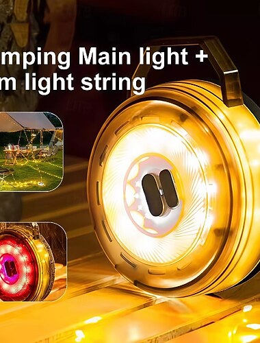  10 m Camping-Lichterketten, multifunktional, tragbar, für den Außenbereich, Camping-Maßbandlicht, Warnlicht, Baldachinlicht, LED-Lichterkette, Campingzelt-Atmosphärenlicht, Hofgarten-Dekorationslicht,