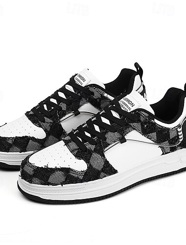  stylische Herren-Sneaker – Denim-inspiriertes Patchwork mit Kunstlederakzenten, komfortorientiertes Design, geeignet für zwanglose Treffen und Stadtspaziergänge