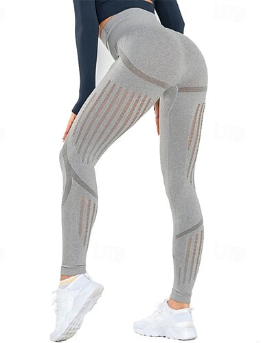  Damen Yogahose Yoga-Leggings Netz Elastischer Bund Bauchkontrolle Po-Lifting Yoga Fitnesstraining Pilates Hosen Schwarz Rosa Blau Herbst Sport Sportkleidung Dehnbar Schlank