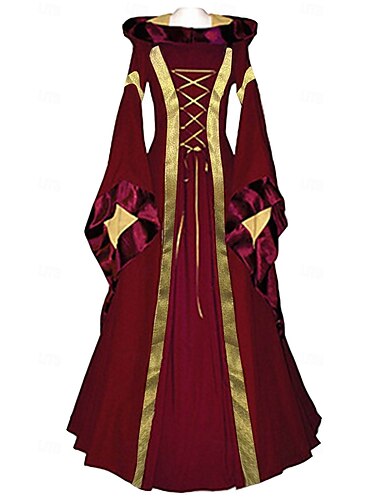  Medieval Renascentista Vestido Coquetel Vestido de formatura Feira Ren Viking Outlander Elfo Mulheres Celta Fantasia Real Dia Das Bruxas Carnaval Baile de Máscaras Festa LARP Ren Faire Adulto Vestido