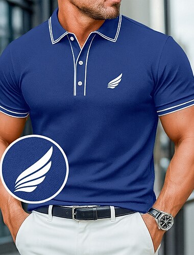 Herren Baumwoll-Poloshirt Golf Poloshirts Arbeit Geschäft Gerippter Polokragen Klassisch Kurze Ärmel Basic Modern Einfarbig Knöpfe Logo Frühling & Sommer Normale Passform Dunkelrot Schwarz Marineblau