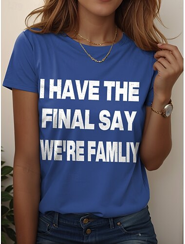  Women's T Shirt Graphic Letter Stylish Classic Casual Short Sleeve Crew Neck Round Neck Regular Tops Daily Going out Weekend Print Black White Pink Red Blue Summer Spring Teasing husband