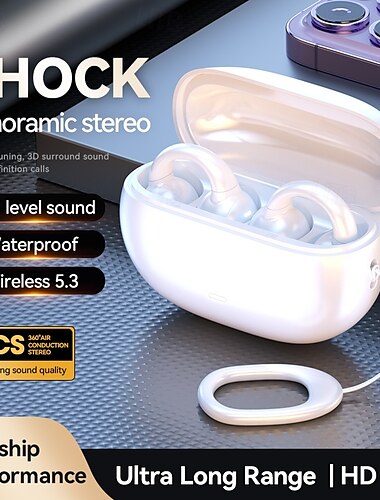  TWS Bluetooth-Kopfhörer mit Ohrclip, Sport- und Freizeitkopfhörer, 5.3-Zoll-Wireless-Headset, wasserdichte Ohrhörer, Stereo-Sportkopfhörer mit Rauschunterdrückung