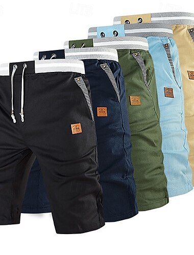  Herr Klänning Shorts Burmuda Shorts Arbetsshorts Ficka Snörning Slät Komfort Andningsfunktion Knelängd Utomhus Företag Mode Ledigt Svart Blå