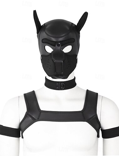  BDSM Lädergemenskap Valplek Valp mask Hundhuva Unisex Vuxna Prideparad Pride månad Halloween Karnival Lätt karnevalsdräkt