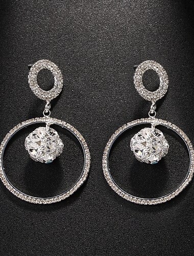  Mujer Pendientes cortos Pendientes colgantes Geométrico Flor Bola Precioso Vintage Moda Diamante Sintético Aretes Joyas Plata Para Boda Fiesta Diario Fiesta de baile 1 Par