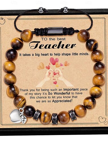  Lehrer-Dankesarmband, süßes handgemachtes Armband aus Polymerton, Liebe, Lehren, Inspirieren, Buchstabenperlen, Stretch-Armband für Frauen, zurück zur Schule, Schmuck, Lehrer-Abschlussgeschenk