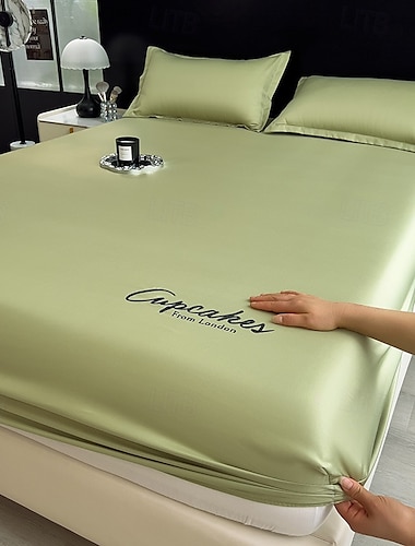  Zomer IJs Koelend Bed Zijdeachtig Comfortabel Fitted Sheet Koelende Lakens voor Heet Slapen Ademend Fitted Sheet Alleen Vrouwen Mannen Tieners