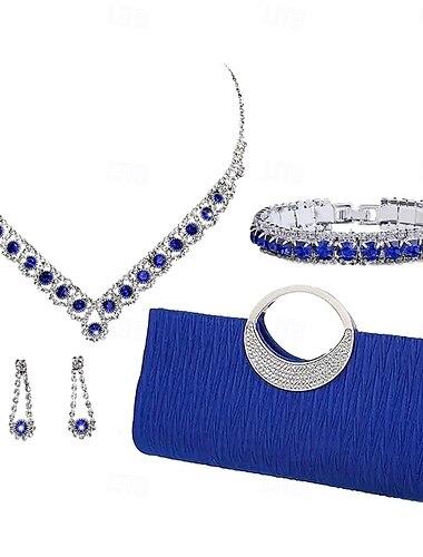  Svatební šperky Soupravy 1 sada Zirkon Štras 1 x náramek Náušnice Náhrdelníky Dámské Elegantní stylové Sada šperků Pro Svatební Párty Zvláštní příležitosti