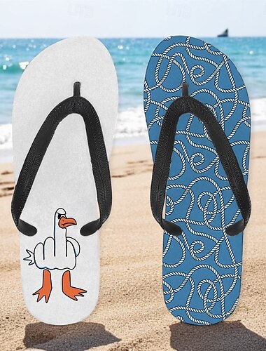  flip-flop sandaler för män med gåsdesign och repmönster – avslappnad strandstil för män under strandutflykter och sommaraktiviteter
