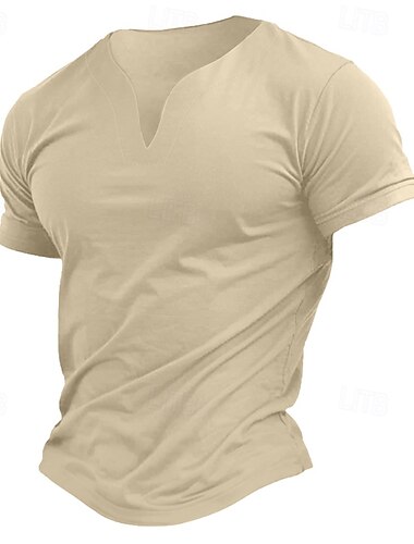  Men's T Shirt Tee Top Short Sleeve Short Sleeves V Neck Notched Summer Solid Color Plain Fashion Designer Basic Classic Style Vacation Street Casual Black Pink White Top Tee for Men