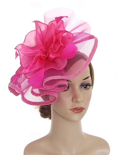  Vestimenta de Cabeza Pluma Organdí Sombrero de fieltro Boda Fiesta de Noche Fiesta de Té Carrera de caballos cóctel Vintage Estilo lindo Con Pluma Flor Celada Sombreros