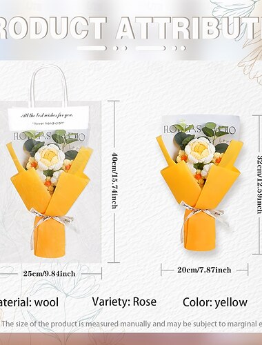 Gehäkelter Blumenstrauß als Geschenk, handgemachte Blumen aus Nelken, Rosen und Tulpen für Mama, Ehefrau, Freundin – Andenken zum Muttertag, Valentinstag, Schulabschluss, Weihnachten, Geburtstag oder