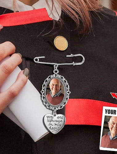  gepersonaliseerde afstudeerspeld broche aangepaste foto bedel beste huwelijksafstudeer gedenkteken sympathie cadeau voor jubileum of verjaardag ideaal voor vrienden, familie
