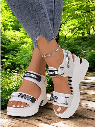  sandali sportivi da donna con plateau – sandali robusti con cinturino regolabile per camminare, viaggiare e streetwear