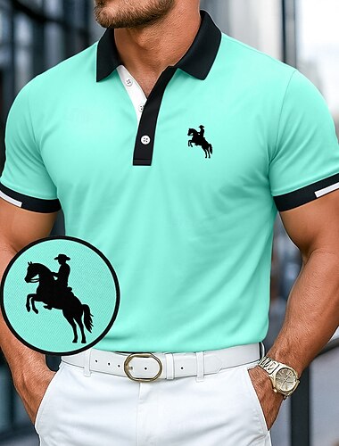  Herren Baumwoll-Poloshirt Golfshirt Lässig Gerippter Polokragen Kurzarm Mode Basic Einfarbig Sportlich Logo Sommer Normale Passform Dunkelrot Schwarz Weiß Blau Leicht Grün Baumwoll-Poloshirt