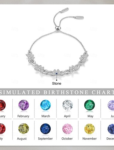  Pulsera de mariposa con piedra de nacimiento personalizada para mujer, joyería de piedras preciosas naturales de 12 meses, regalo de protección de la suerte personalizado para mamá, esposa, novia, día