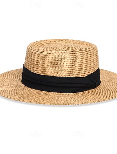  Retro Vintage 1950er Geflochtener Sonnenhut Band Damen Urlaub Strand Erwachsene Hut Sommer