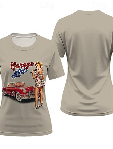  T-shirt Affiche rétro Fille rétro Graphique Pour Femmes Adulte Mascarade Impression 3D Vacances Soirée