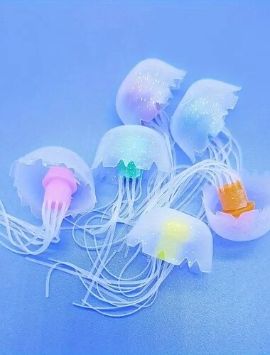 Set van 6 realistische siliconen kwallen aquariumdecoraties - fel fluorescerende drijvende kwallen gesimuleerde kunstmatige koraalrifornament