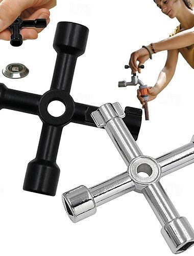  2 Stück 4-Wege-Multifunktions-Versorgungsschlüssel Absperrhahnschlüssel für Strom, Wasser, Gas, Zählerkasten, Schrank, Schranköffnung