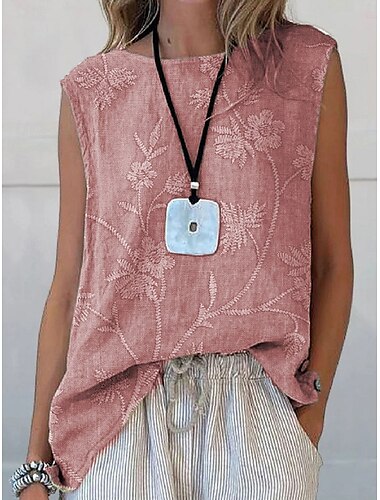  Damen Camisole-Tanktop Blumen Grafik Vintage Lässig Ärmellos Rundhalsausschnitt Normale Oberteile Täglich Druck Rosa Blau Purpur Grün Sommer Frühling