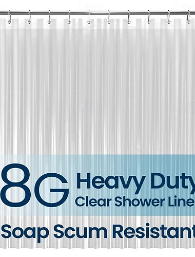  防水プラスチックシャワーカーテン プレミアムPEVA 無毒 錆びにくいアイレット付き クリア 8G バスルームアクセサリー