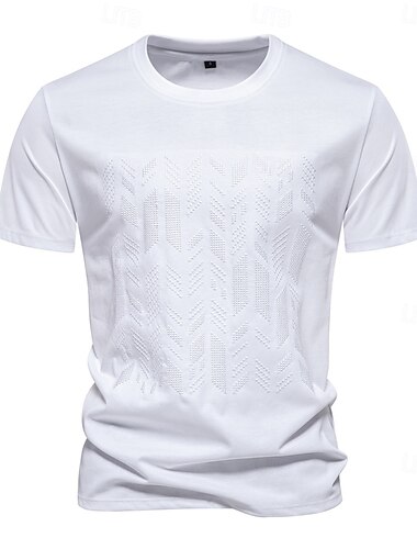  Herren T Shirt Kurzarm Rundhalsausschnitt Sommer Frühling Geometrisch Strickware Urlaub Vintage Bestickt Stickerei Schule Training Outdoor Schwarz Weiß Hellgrün Top T-Shirt für Herren
