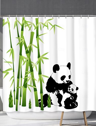  Douchegordijn met Haken 180cm*180cm(70"*70") Polyester Machinewasbaar Waterproof Bamboebos Panda Patroon
