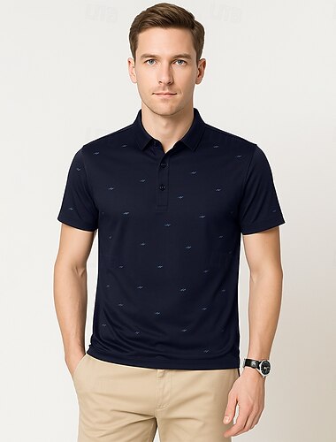  Herren Seide Baumwolle Lyocell Mischung Business Casual Revers Kurzarm Basic Formal Grafik Knöpfe Knopfleiste Sommer Schwarz Himmelblau Dunkelblau