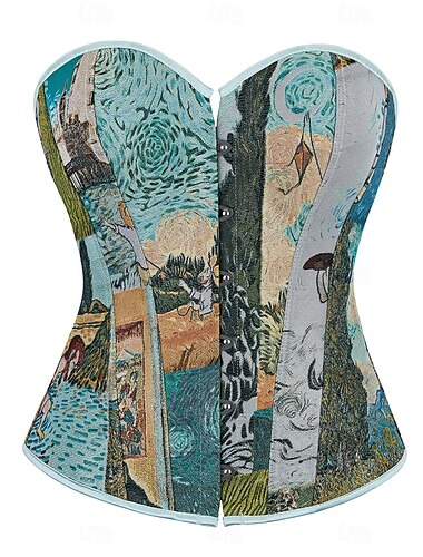  Rokoko Brustkorsett Maskerade Überbrustkorsett Cosplay Bauchkontrolle Push-Up Jacquard Jacquard Damen königlich Maskerade Party Karneval von Venedig Erwachsene Korsett