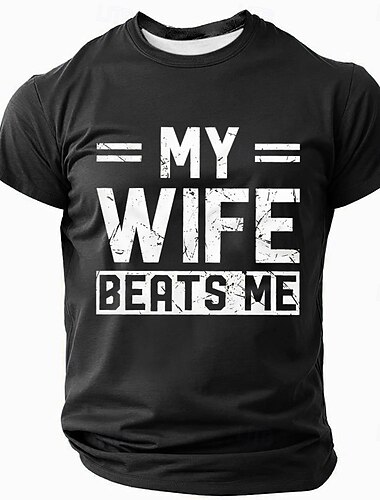  Ανδρικό T-Shirt Η γυναίκα μου με χτυπάει Αστεία Παρωδία Γραφικό κοντό μανίκι Πράσινο