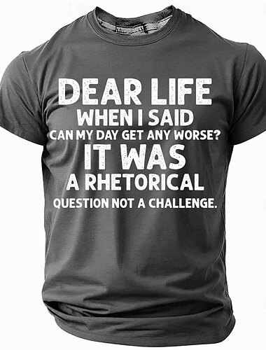  Herren Lustiges Grafik T-Shirt 'Liebes Leben rhetorische Frage keine Herausforderung' Humor Kurzarm T-Shirt