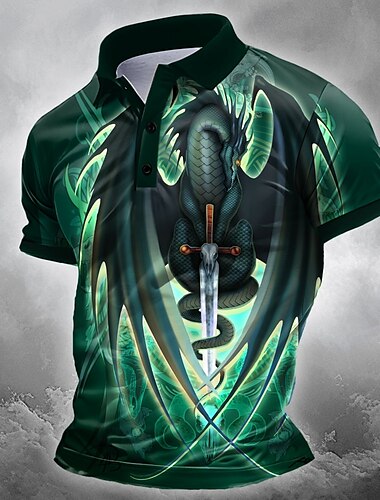  Homme Animal 3D Polo Manche Courte Polos Chemises à Col Occasionnel Extérieur Rue Athleisure Tenue quotidienne Impression 3D Ruth Thompson Été Vert