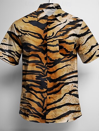  Retro Vintage 1970s Shirt Aloha Shirt Hippie Disco Leopard Men's Masquerade Vacation Party Pride Parade Adults' Shirt