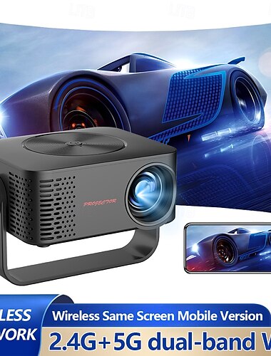 draagbare projector native 1080p 4k autofocus en keystone-correctie 360 graden verstelbare standaard afneembaar draagbaar