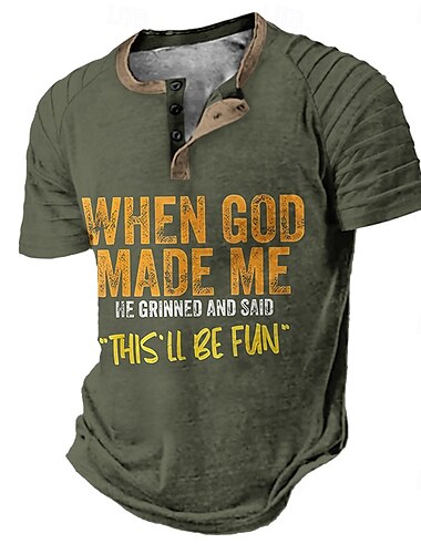  Herren Lustiger Slang Henley Hemd Raglan-T-Shirt Kurzarm T-Shirt Henley Hemd Mode Täglich Designer Urlaub Straße Lässig Blau Grün Grau Sommer Frühling Ganzjahres Bekleidung S M L XL XXL XXXL