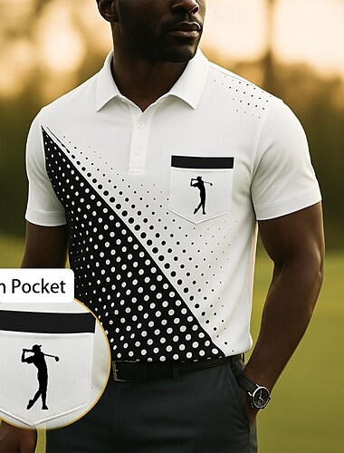  Herr Geometrisk Golf Sport pikétröjor Kortärmad Polotröjor Skjortor med krage Business Casual Utomhus Fritids- Dagliga kläder 3D-utskrift Sommar Blå Purpur Grön
