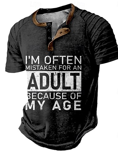  Herren Lustiger Slang Henley Hemd Raglan-T-Shirt Kurzarm T-Shirt Henley Hemd Mode Designer Lässig Urlaub Straße Lässig Schwarz Rote Blau Sommer Frühling Ganzjahres Bekleidung S M L XL XXL XXXL