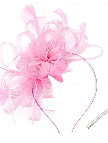  γυναικεία fascinators φτερά διχτυωτές κορδέλες Κεντάκι καπέλο ντέρμπι καπέλα τσαγιού με κεφαλόδεσμο και καπέλο fascinator με κλιπ