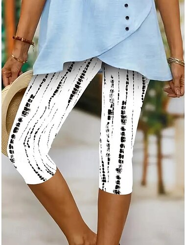  Kvinnors leggings capribyxor hög elasticitet semester vintage mode hel längd medel midja blommigt grafiskt tryck termisk varm andningsbar mjuk stretchig utomhus vardag strand svart vit