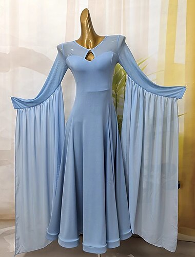  Ballsaal-Wettbewerbskleider für Frauen, Performance, langärmeliges modernes Kleid, Party, Walzer, Tanzkostüme