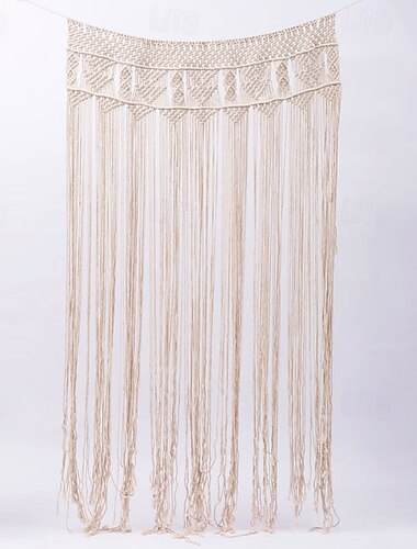  Boho Tür Vorhänge Makramee Valance Wandbehang Zuhause Makramee Gewebtes Wandteppich Schmetterlingsvorhang Dekoration Raumteiler Kopfteil Hochzeits-Hintergrund 35" B x79" H