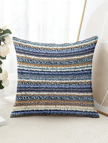  Funda decorativa de cojines de tira geométrica 1PC suave cuadrada para sofá en dormitorio sala de estar