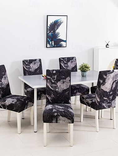  4/6 kpl elastiset ruokapöydän tuolin päälliset ja liukumattomat muodikkaat ruokapöydän tuolin päälliset yksinkertainen geometrinen painatus tuolin suojapäällinen kodin sisustukseen hotelliravintolaan