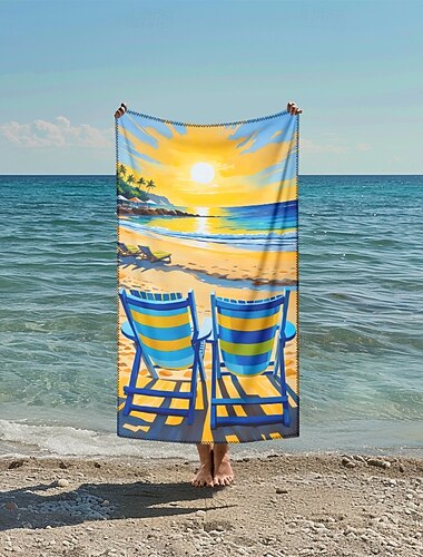  bedrucktes Strandtuch, leichte, schnelltrocknende, sandfreie Stranddecke, ideal für Reisen, Pool und den Einsatz im Freien