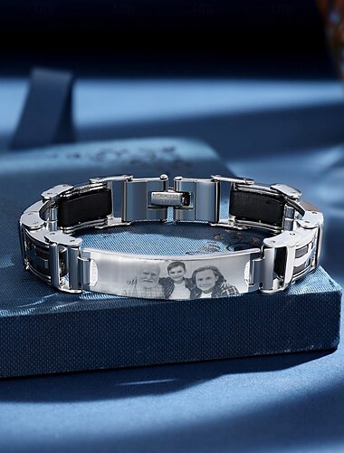  personligt fotoarmband anpassad bästa present till pappa för män familj, älskare, vän - graverad med värdefulla minnen för elegant och meningsfull minnessak
