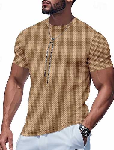  Herre T-shirt T-Shirts Kortærmet skjorte Tee Top Kortærmet Rund hals Forår sommer Vanlig Mode Designer Strikket Ferierejse Gade I-byen-tøj Flåde Abrikos Sort Top T-shirt til mænd