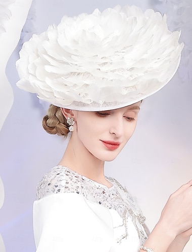  chapeaux chapeau melon / cloche en plumes de lin chapeau de soleil haut-de-forme mariage thé fête élégant mignon avec coiffe en plumes coiffure