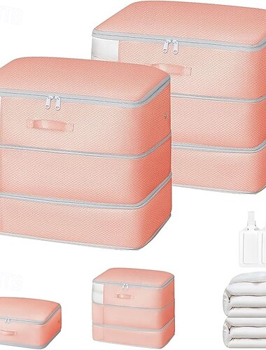  2er-Pack Aufbewahrungstaschen für Bettdecken – große Aufbewahrungstaschen für Decken, 3-lagig, extrem platzsparend, selbstkomprimierender Organizer, waschbare Kompressionstaschen zur Aufbewahrung von